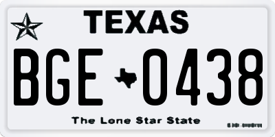 TX license plate BGE0438