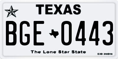 TX license plate BGE0443