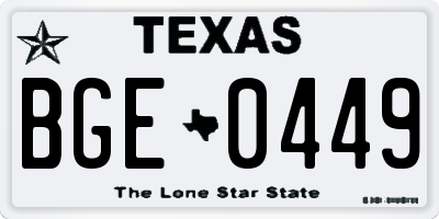 TX license plate BGE0449