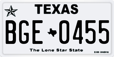 TX license plate BGE0455