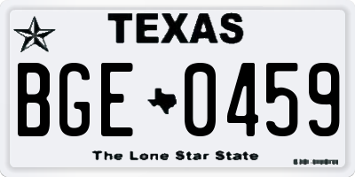 TX license plate BGE0459