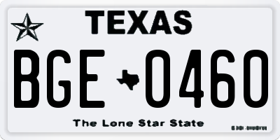 TX license plate BGE0460