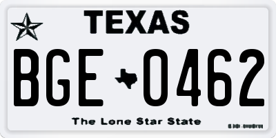 TX license plate BGE0462