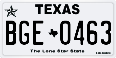TX license plate BGE0463