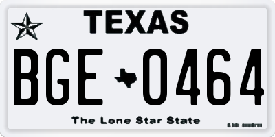 TX license plate BGE0464