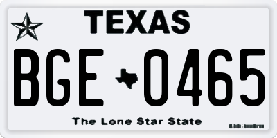 TX license plate BGE0465