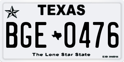 TX license plate BGE0476