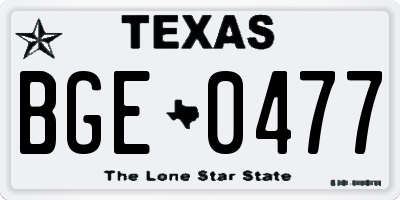 TX license plate BGE0477
