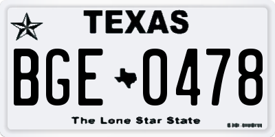 TX license plate BGE0478
