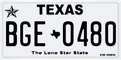 TX license plate BGE0480