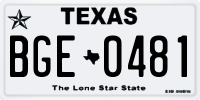 TX license plate BGE0481