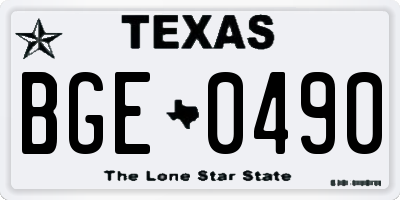 TX license plate BGE0490