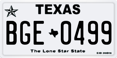 TX license plate BGE0499