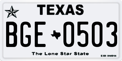 TX license plate BGE0503