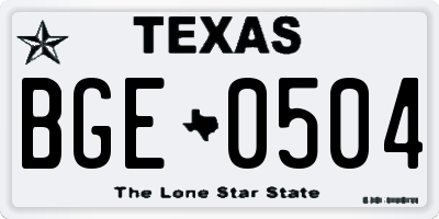 TX license plate BGE0504