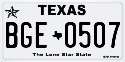 TX license plate BGE0507