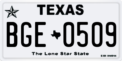 TX license plate BGE0509
