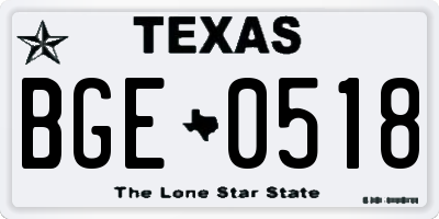 TX license plate BGE0518