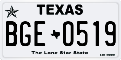 TX license plate BGE0519