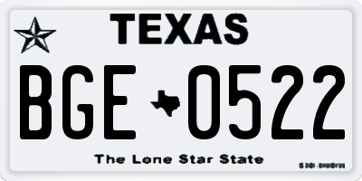 TX license plate BGE0522