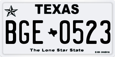 TX license plate BGE0523