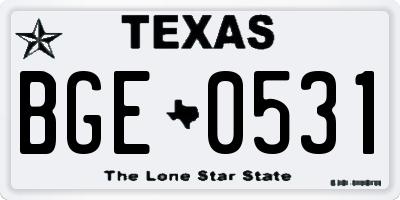 TX license plate BGE0531