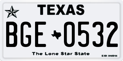 TX license plate BGE0532