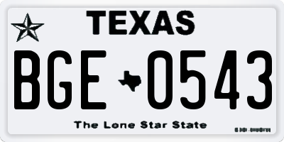 TX license plate BGE0543