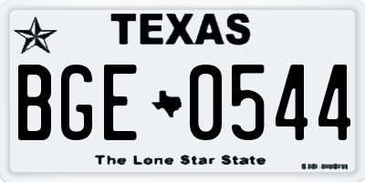 TX license plate BGE0544