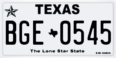 TX license plate BGE0545