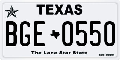 TX license plate BGE0550