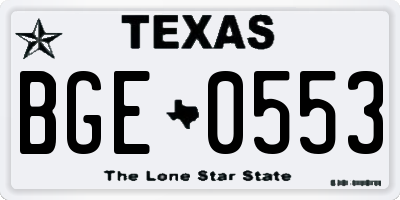 TX license plate BGE0553