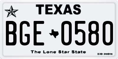 TX license plate BGE0580