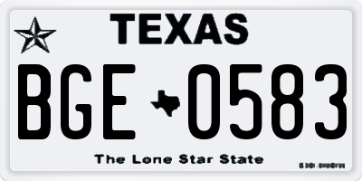 TX license plate BGE0583