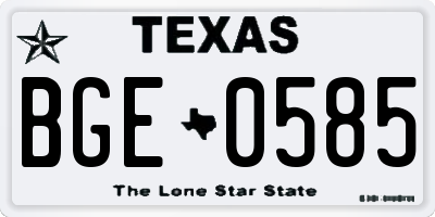 TX license plate BGE0585