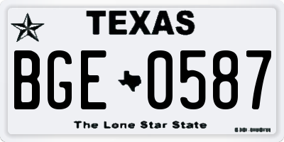 TX license plate BGE0587