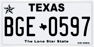 TX license plate BGE0597