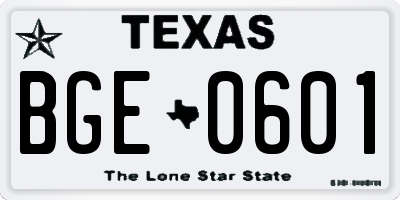 TX license plate BGE0601