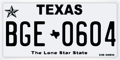 TX license plate BGE0604