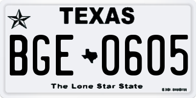 TX license plate BGE0605
