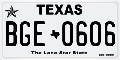 TX license plate BGE0606