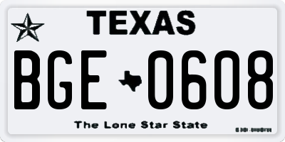 TX license plate BGE0608
