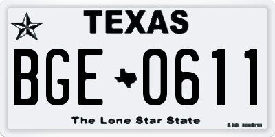 TX license plate BGE0611