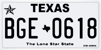TX license plate BGE0618
