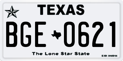 TX license plate BGE0621