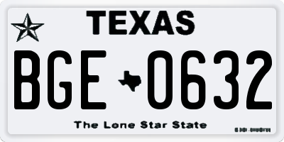 TX license plate BGE0632