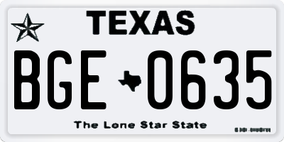 TX license plate BGE0635