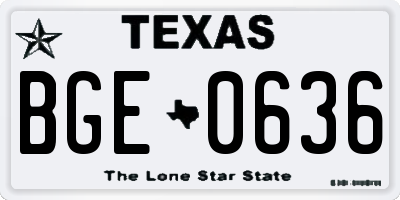 TX license plate BGE0636