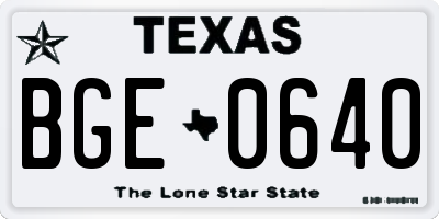 TX license plate BGE0640