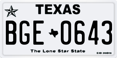 TX license plate BGE0643